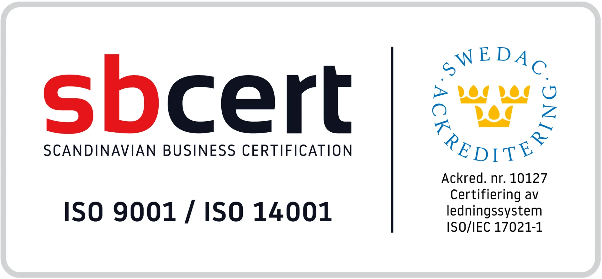 ISO 9001 och ISO 14001 certifierade